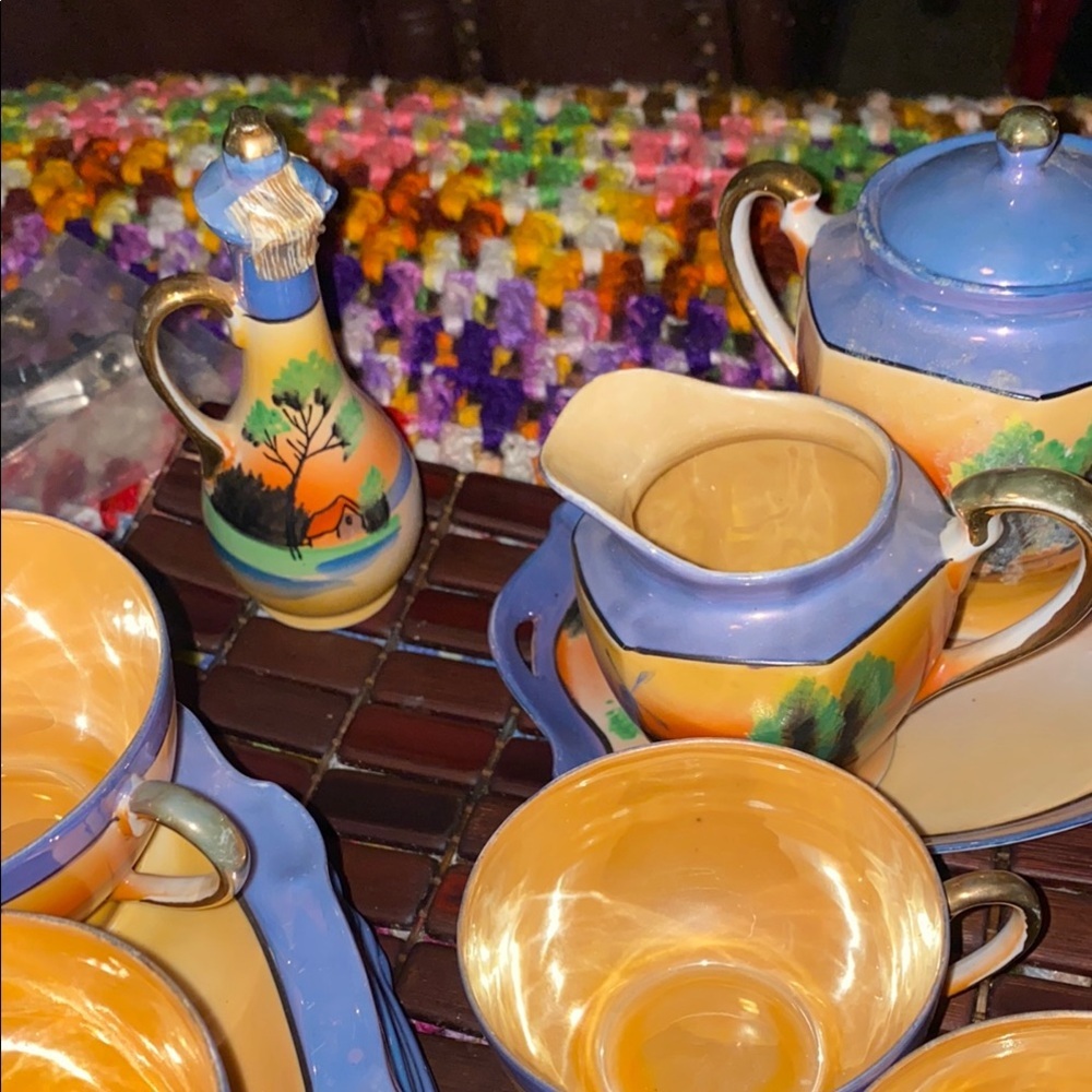 BX46 Vintage 23pc Unique TT Takito Japan Colorful Tea Set Hand painted - Picture 6 of 13